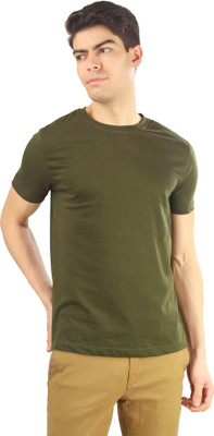 Pulp Official Solid Men Round Neck Dark Green T-Shirt