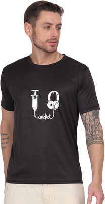 Navya Ecommerce Graphic Print Men Round Neck Black T-Shirt