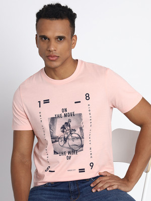LEE Printed Men Round Neck Pink T-Shirt