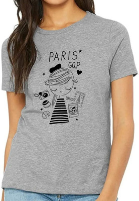 Nilan Tees Wear Printed Women Round Neck Grey T-Shirt
