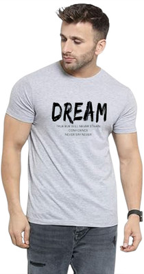 Majexic Printed Men Round Neck Grey T-Shirt