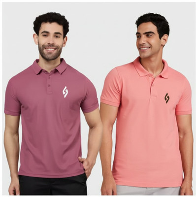 cnw Solid Men Polo Neck Multicolor T-Shirt