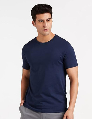 KNETLY Solid Men Round Neck Blue T-Shirt