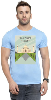 LuvCare Printed Men Round Neck Blue T-Shirt