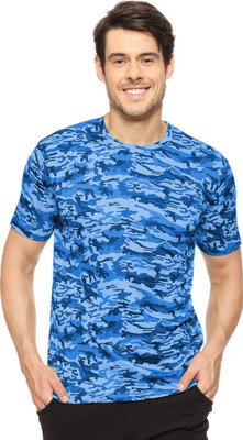 TQH Printed Men Round Neck Light Blue T-Shirt