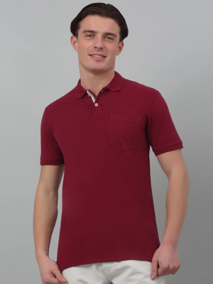 CANTABIL Solid Men Polo Neck Maroon T-Shirt