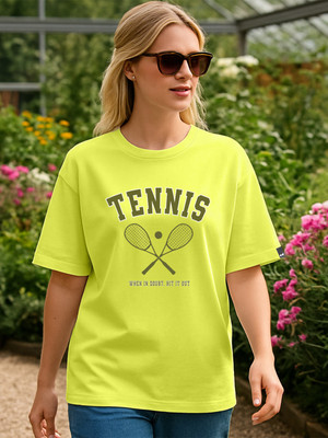 BEWAKOOF Graphic Print Women Round Neck Yellow T-Shirt
