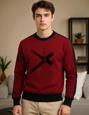 TrendShaper Printed Men Round Neck Maroon T-Shirt