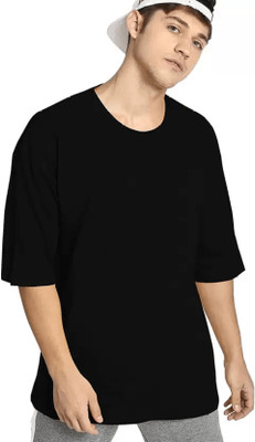 Timyka Solid Men Round Neck Black T-Shirt