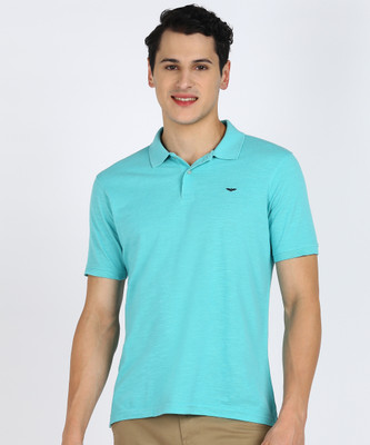 PARK AVENUE Solid Men Polo Neck Light Green T-Shirt