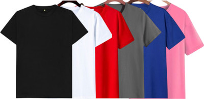 P collection Solid Men Crew Neck Black, White, Red, Silver, Dark Blue, Pink T-Shirt