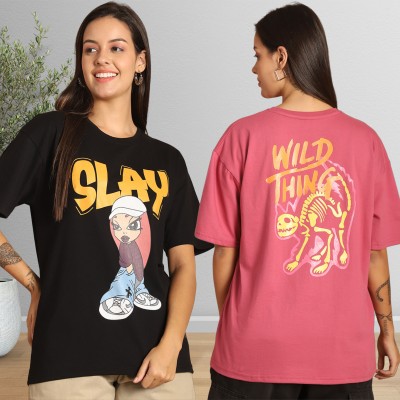 GLOBAL NOMAD Printed Women Round Neck Multicolor T-Shirt