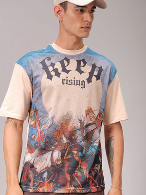 The Indian Garage Co. Printed Men Crew Neck Multicolor T-Shirt