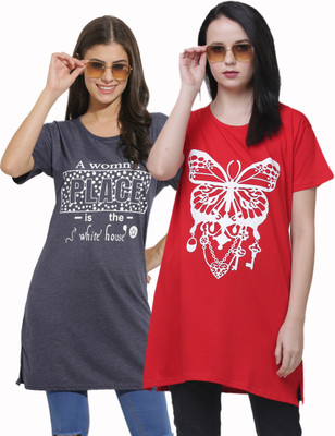 Ddaspration Printed Women Round Neck Multicolor T-Shirt