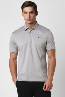 VAN HEUSEN Solid Men Polo Neck Grey T-Shirt