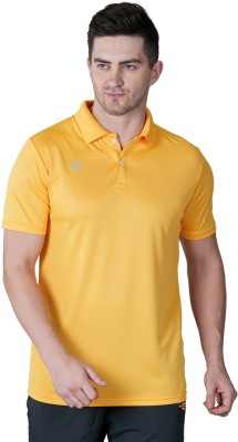 NIVIA Solid Men Polo Neck Yellow T-Shirt