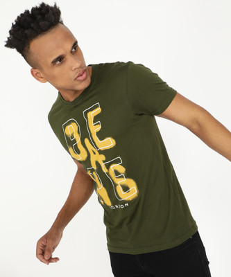 Pepe Jeans Typography Men Round Neck Green T-Shirt