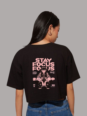 THRIFTY STYLE Graphic Print Women Round Neck Black T-Shirt