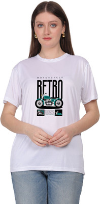 LIFE STYLE COMMERCE Graphic Print Women Round Neck White T-Shirt