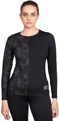Laasa Sports Printed Women Crew Neck Black T-Shirt