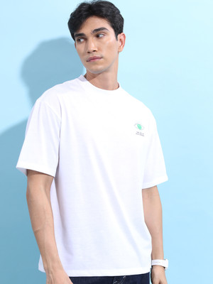 HIGHLANDER Printed, Typography Men Round Neck White T-Shirt