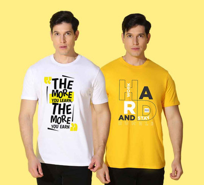 WOOSTRO Printed Men Round Neck Multicolor T-Shirt