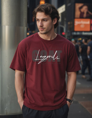 Smartees Printed Men Round Neck Maroon T-Shirt