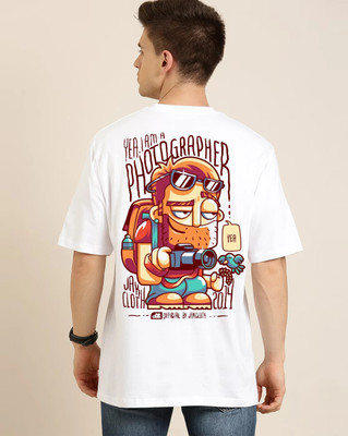 FASHNET FASHION Printed Men Round Neck White T-Shirt