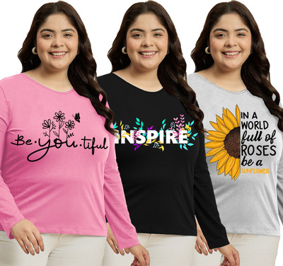 Elite soul Printed Women Round Neck Multicolor T-Shirt