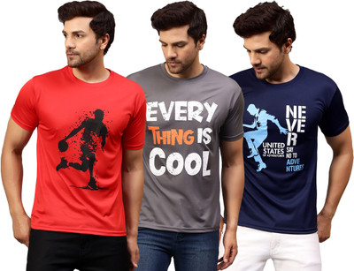 Garmin Printed Men Round Neck Multicolor T-Shirt