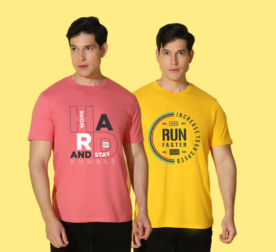 WOOSTRO Printed Men Round Neck Multicolor T-Shirt