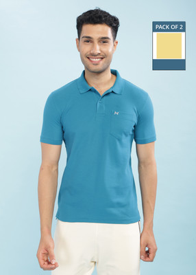 Force NXT Solid Men Polo Neck Multicolor T-Shirt