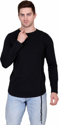 Styvibe Solid Men Round Neck Black T-Shirt