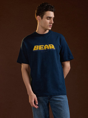 THE BEAR HOUSE Printed Men Round Neck Blue T-Shirt