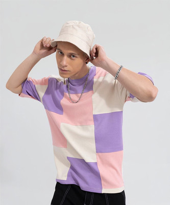 Snitch Colorblock Men Round Neck Pink T-Shirt