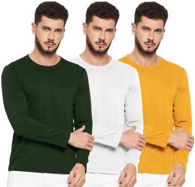 LazyChunks Solid Men Round Neck Multicolor T-Shirt