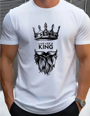 RARFASHIONATER Printed Men Round Neck White T-Shirt