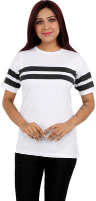 Oishee Printed Women Round Neck White T-Shirt