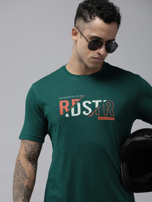 Roadster Typography Men Round Neck Green T-Shirt