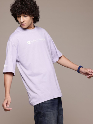 Roadster Solid Men Round Neck Purple T-Shirt