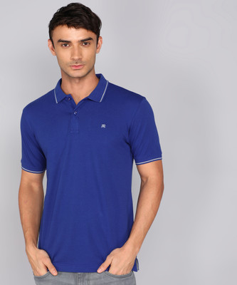 Raymond Solid Men Polo Neck Dark Blue T-Shirt