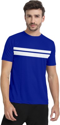 FTX Striped Men Round Neck Blue T-Shirt