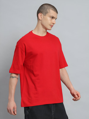 Jack Paris Solid Men Round Neck Red T-Shirt