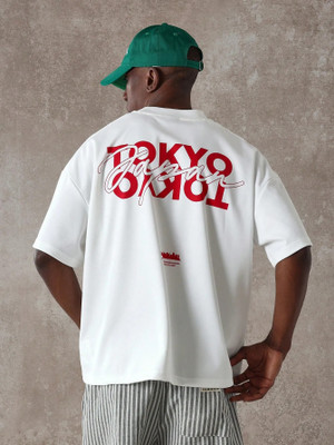 HASTEN Printed Men Round Neck White T-Shirt