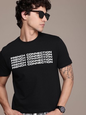 French Connection Printed Men Round Neck Black T-Shirt