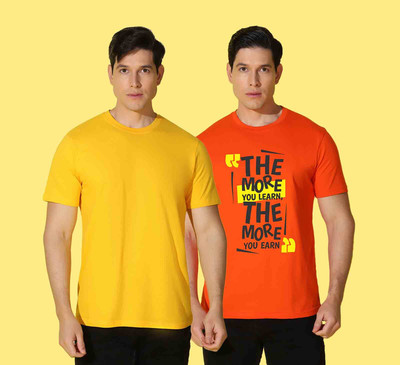 WOOSTRO Solid Men Round Neck Multicolor T-Shirt