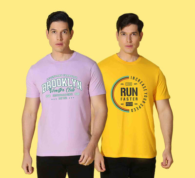 WOOSRTO Typography Men Round Neck Multicolor T-Shirt