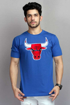 Clickwell Trending Printed Men Round Neck Blue T-Shirt