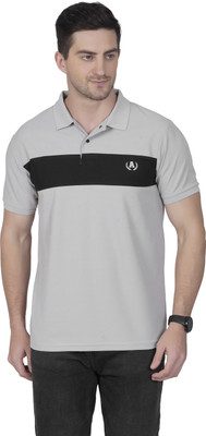 DIDOT Colorblock Men Polo Neck Grey T-Shirt