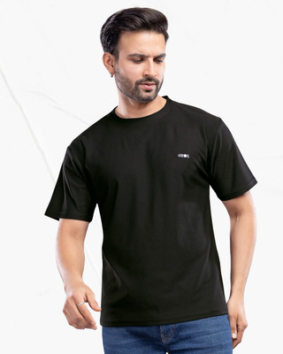 3BROS Solid Men Round Neck Black T-Shirt